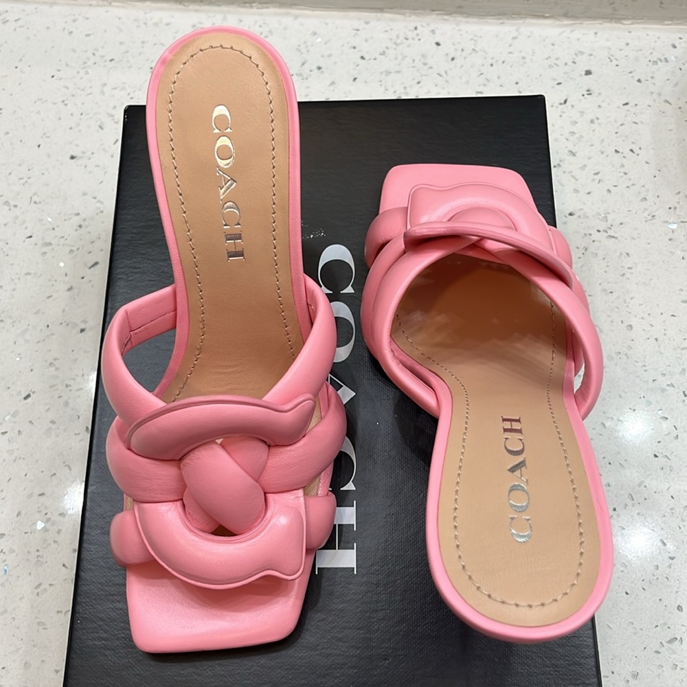 Coach Pink Heels with Twisted Strap Design - Picture 4 of 4
